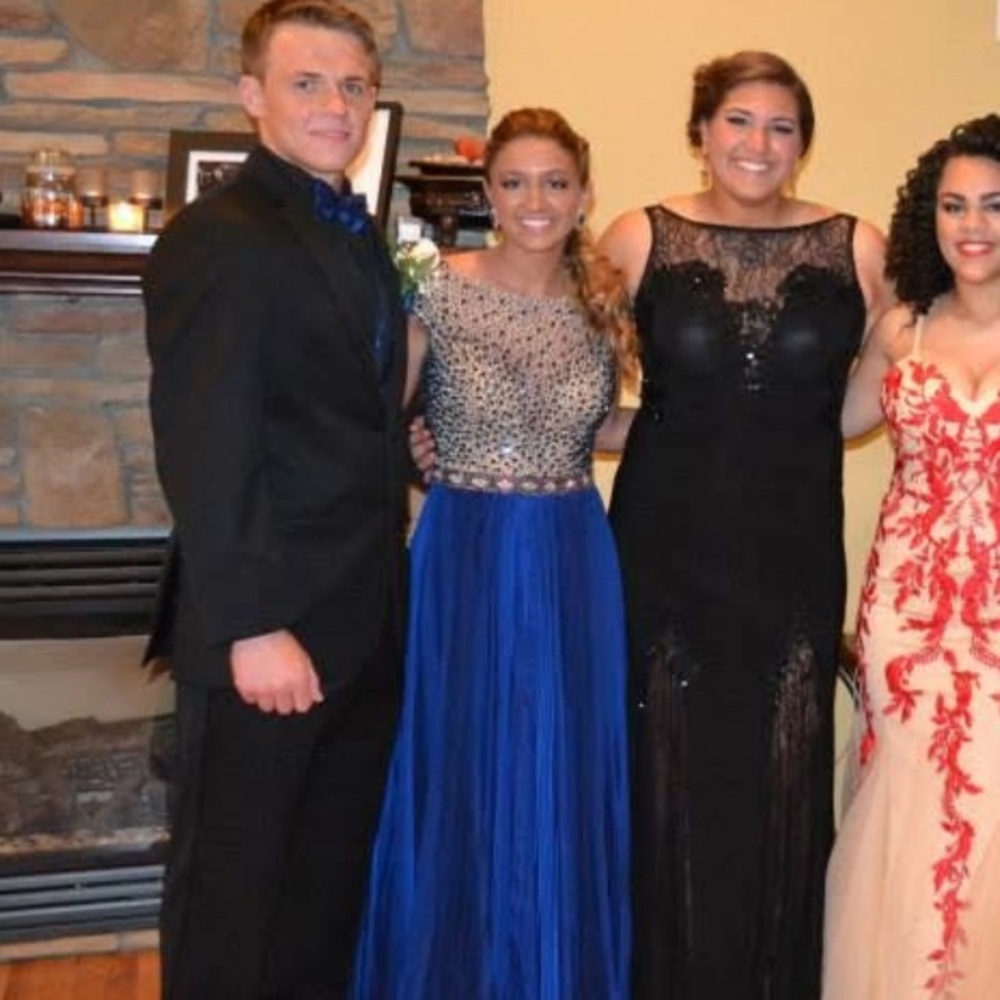 Prom dress - Sherri Hill Elegant Royal Blue and Gold beaded Women's Dress - Picture 11 of 13